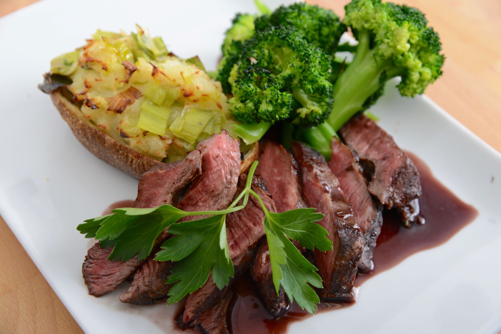 Flat Iron Steak w/ Red Wine Demi-Glaze