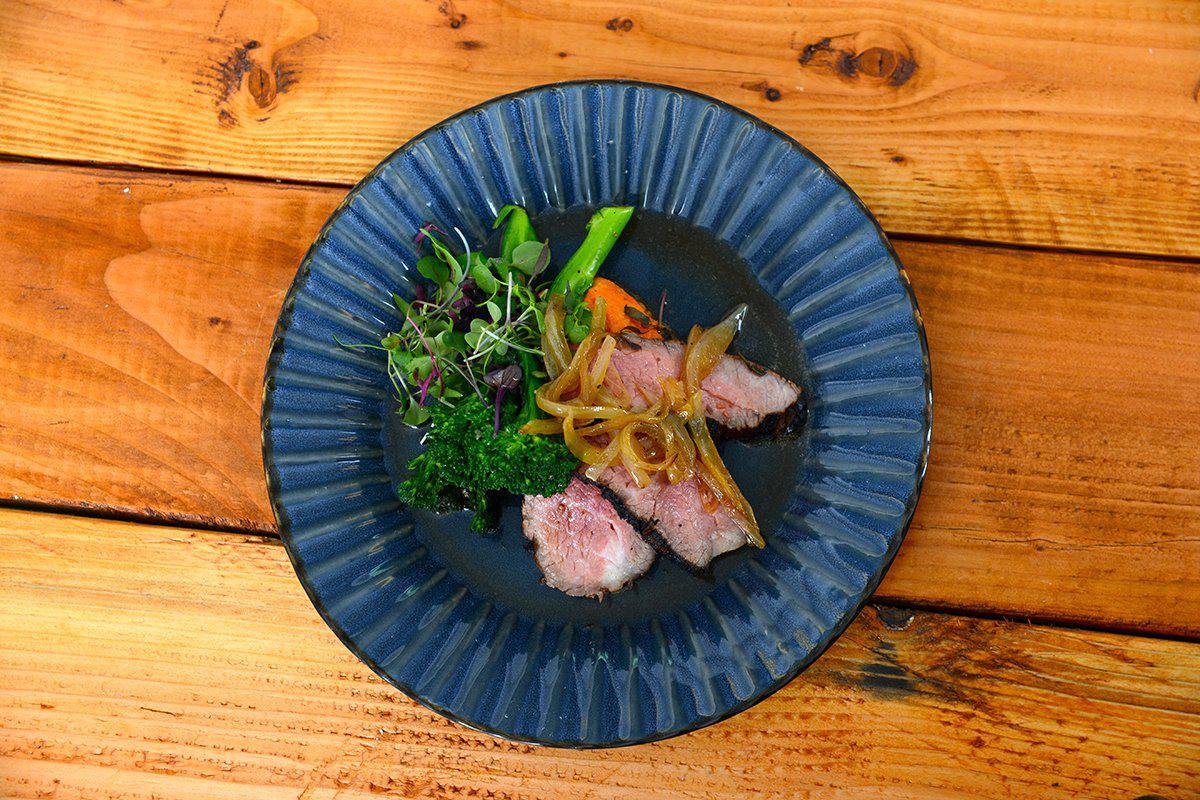 Grilled Grass Fed Steak w/ Sweet Onion